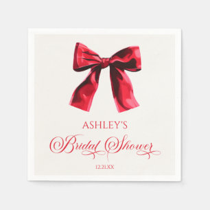 Elegant Red Coquette Bow Bridal Shower Napkins