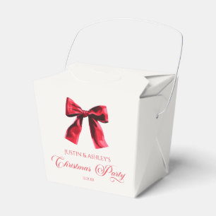 Elegant Red Coquette Bow Christmas Party Favor Boxes