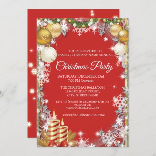 Elegant Red Corporate Christmas Holiday Party Invitation