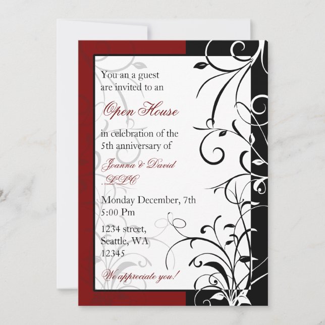 Elegant red Corporate party Invitation (Front)