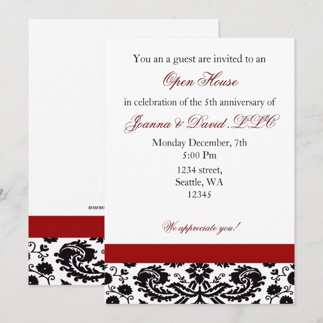 Elegant red Corporate party Invitation (Front/Back)