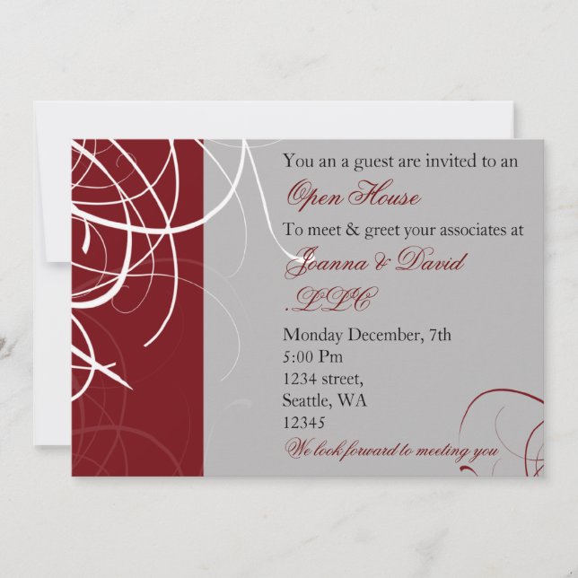 elegant red Corporate party Invitation (Front)