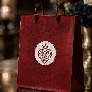 Elegant Red Crown Heart Sticker