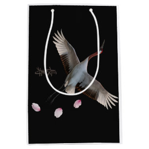 Elegant Red-Crowned Crane Art Print Medium Gift Bag