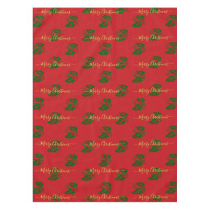 Elegant Red Custom Christmas Holly Tablecloth