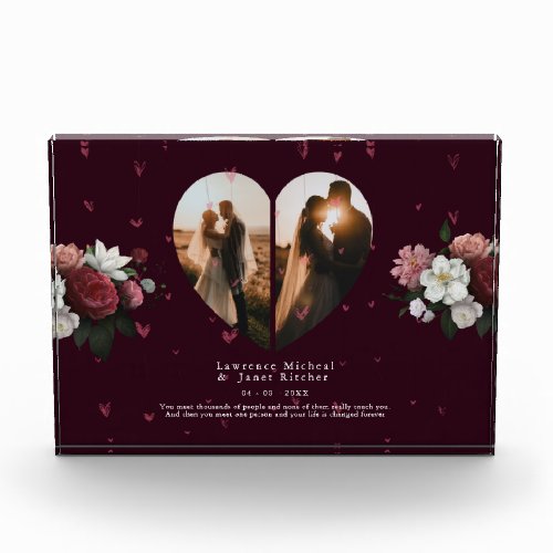 Elegant Red Custom Heart shape gift for her  him Photo Block