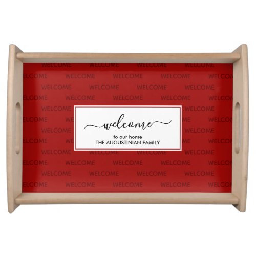 Elegant Red Custom WELCOME TO OUR HOME Serving Tray