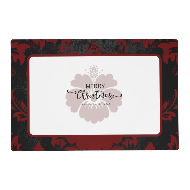 Elegant red damask Christmas custom elegant Placem Placemat (Front)