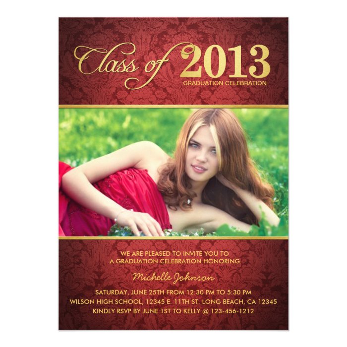 Elegant Red Damask Class of 2013 Graduation Announcements