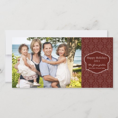 Elegant Red Damask Photo card