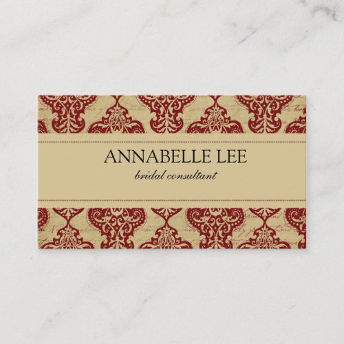 Elegant Red Damask Profile Business Card