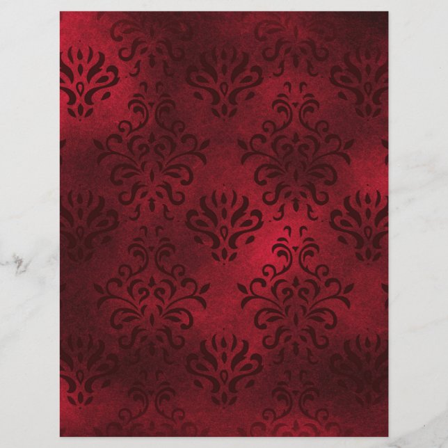 Elegant Red Damask Scrapbook Ephemera (Front)