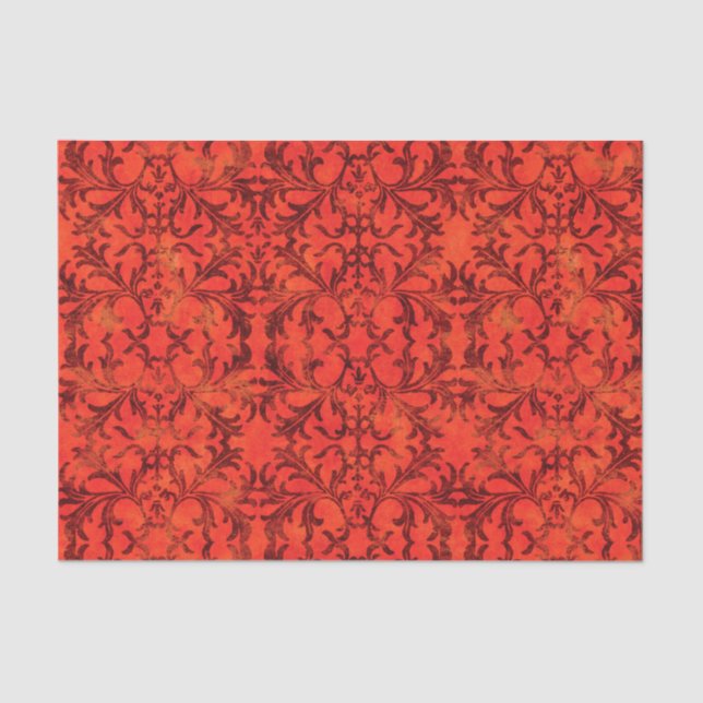 Elegant Red Damask Tissue Paper (Front)