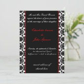 elegant red damask wedding invitation (Standing Front)