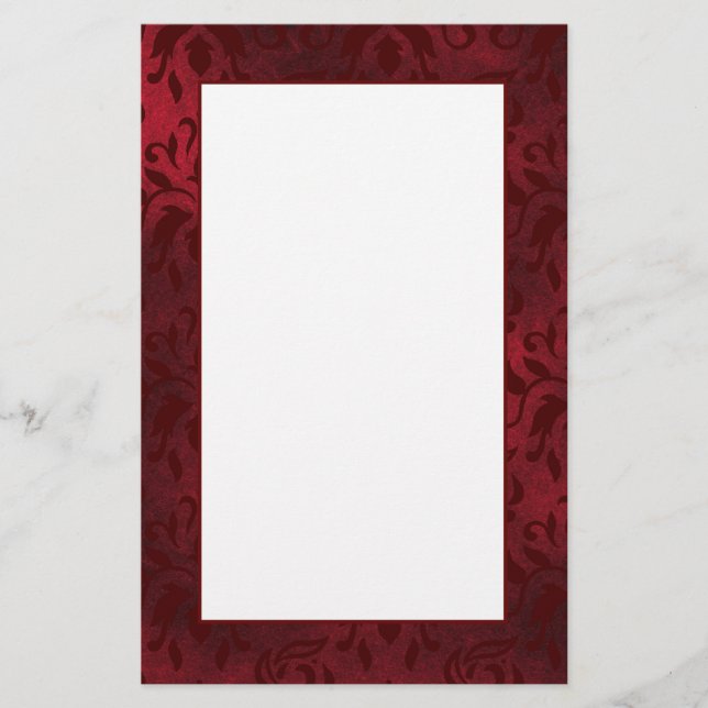 Elegant Red Damask Writing Paper (Front)