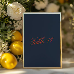 Elegant Red & Deep Blue Table Number