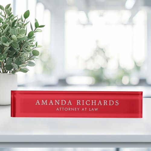 Elegant red desk name plate