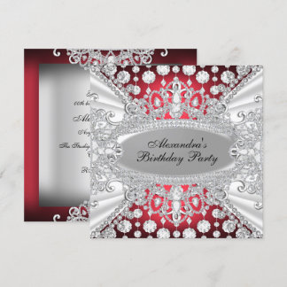 Elegant Red Diamond Jewel Birthday Party Invite