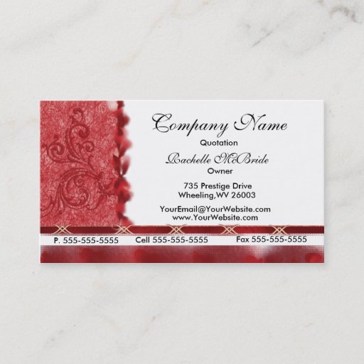 Customizable Elegant Red Embroidery Design Business Cards
