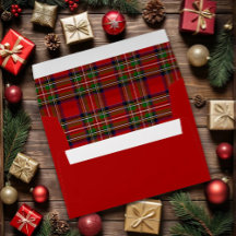 Elegant Red Envelope with Tartan Liner