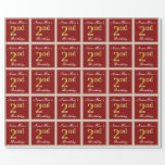 [ Thumbnail: Elegant, Red, Faux Gold 2nd Birthday + Custom Name Wrapping Paper ]