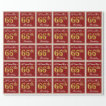 [ Thumbnail: Elegant, Red, Faux Gold 66th Birthday; Custom Name Wrapping Paper ]
