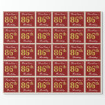 [ Thumbnail: Elegant, Red, Faux Gold 86th Birthday; Custom Name Wrapping Paper ]