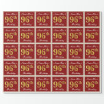 [ Thumbnail: Elegant, Red, Faux Gold 96th Birthday; Custom Name Wrapping Paper ]