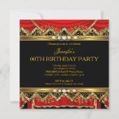 Elegant Red Faux Gold Silk Black Diamond Invite (Front)