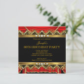 Elegant Red Faux Gold Silk Black Diamond Invite (Standing Front)