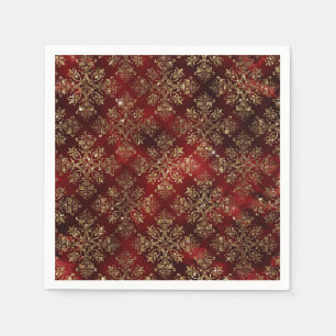 Elegant Red & Faux Gold Vintage Christmas Napkins