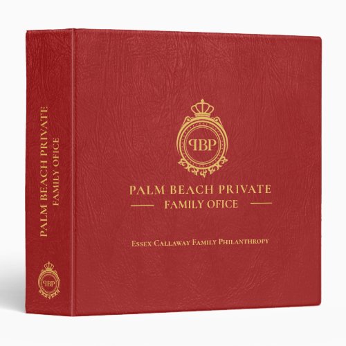 Elegant Red Faux Leather Custom Logo 3 Ring Binder