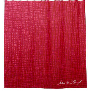 Elegant Red Faux Leather Texture Shower Curtain