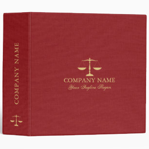 Elegant Red Faux Linen Justice Logo 3 Ring Binder