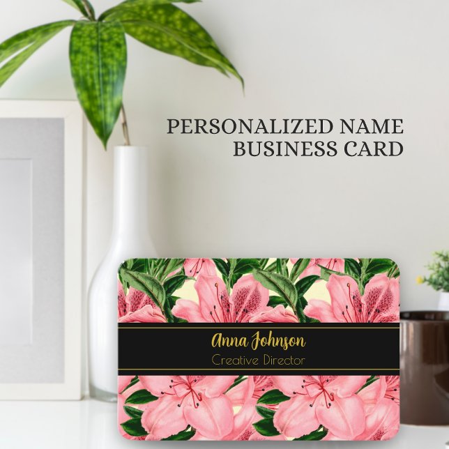 Elegant Red Floral Background Personalized Name  Business Card (Creator Uploaded)