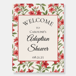 Elegant Red Floral Botanical Adoption Shower Foam Board