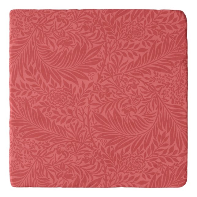 Elegant Red Floral Botanical Trivet (Front)