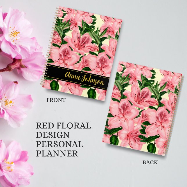 Elegant Red Floral Customizable Name Personal  Planner (Creator Uploaded)