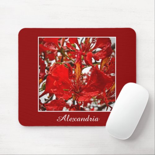 Elegant Red Floral Elegant Flowers Personalize Mouse Pad