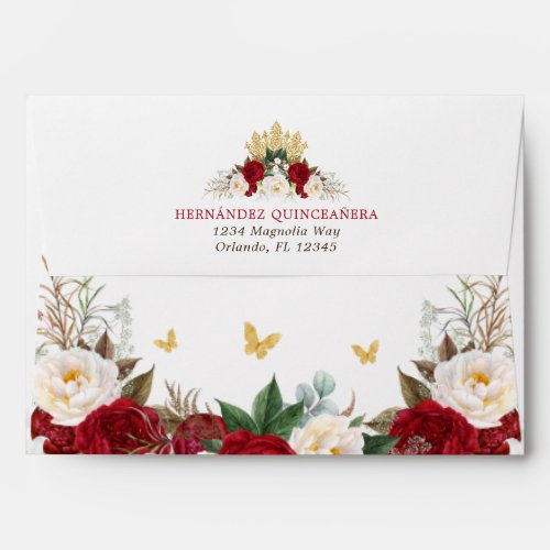 Elegant Red Floral Envelope