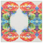 Elegant red floral flowers red poppies fabric