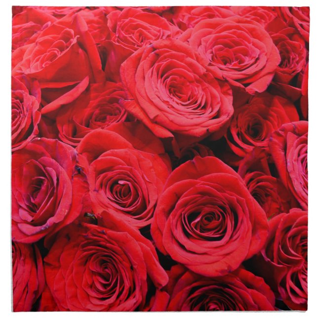 Elegant red floral flowers Red Roses rose garden Napkin (Front)