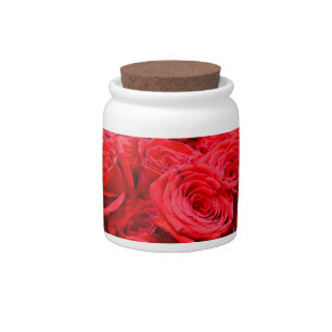 Elegant red floral flowers roses candy jar