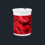 Elegant red floral flowers roses drink pitcher<br><div class="desc">Elegant red floral flowers roses</div>