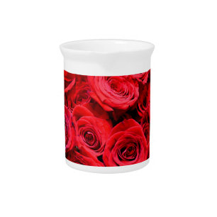 Elegant red floral flowers roses drink pitcher