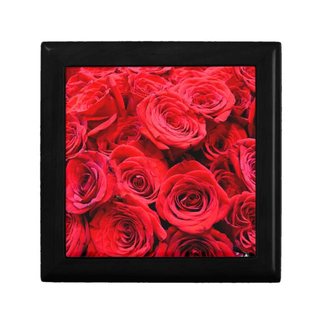 Elegant red floral flowers roses keepsake box (Front)