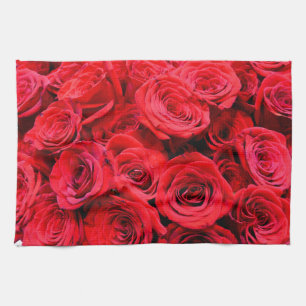 Elegant red floral flowers roses towel