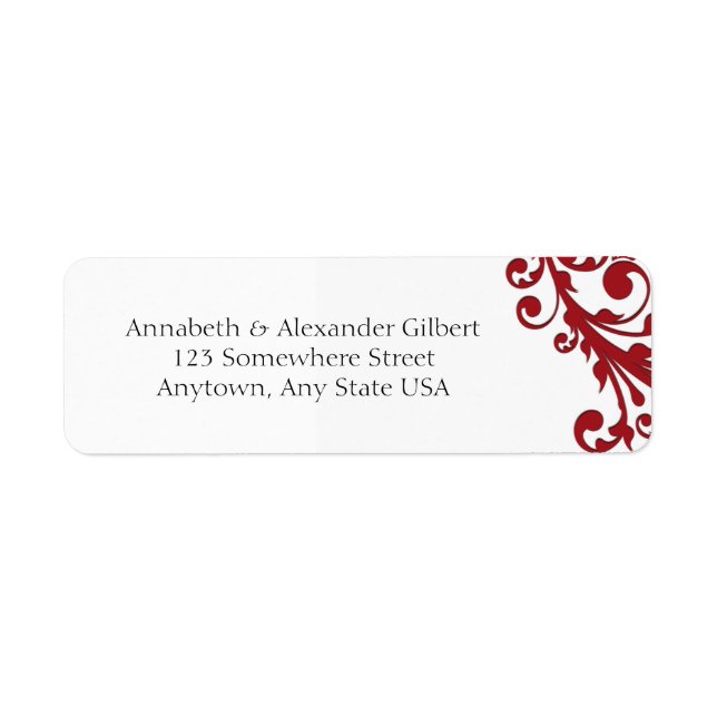 Elegant Red Floral Label (Front)
