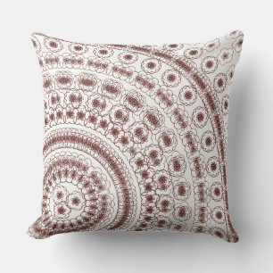 Elegant Red Floral Mandala Pattern Throw Pillow