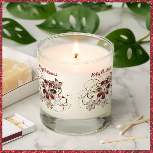 Elegant Red Floral Merry Christmas Holiday Scented Candle